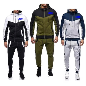 Chándal con Capucha para Hombre, Diseño Color Block en Blanco y Negro, Estilo Deportivo Casual, Material de Poliéster y Algodón, Estilo Otoñal - Product Image 2