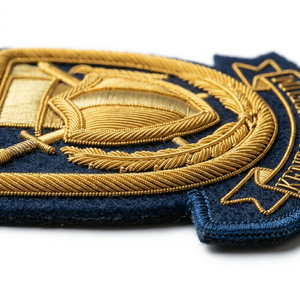 Private Label Hand Embroidered Bullion Badge Custom Museum Gold Wire Exhibition Commemorative Emblem Gift Shop Boutique Bulk - Product Image 3