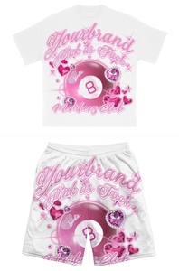 Ensemble de t-shirts graphiques personnalisés en coton blanc imprimés par sublimation, ensemble de shorts en nylon imprimés par sublimation thermique, survêtement pour hommes - Product Image 4
