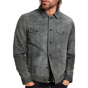 Chaqueta de Cuero de Gamuza de Invierno de Último Diseño para Hombre, Ropa Casual, Cuello Alto, Logotipo Frontal, Diseño Personalizado - Product Image 1