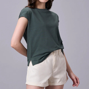 T-shirts d'été décontractés pour femmes, de haute qualité, en gros, à manches courtes, anti-humidité, séchage rapide et respirants, couleur unie - Product Image 3