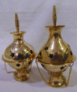 Supports de brûleurs d'encens en charbon de bois de taille moyenne, plaqués or, en métal poli, style antique, pour la vente en gros, objets d'art et de collection, à suspendre - Product Image 3