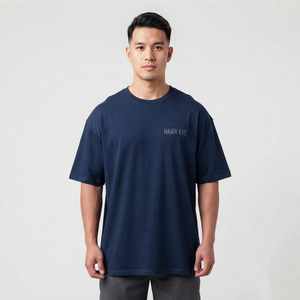 Camiseta de Algodón de Manga Corta para Hombre, Cuello Redondo, Color Azul Marino, de la Mejor Calidad, al por Mayor - Product Image 5