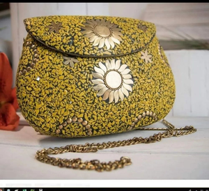 Wholesale FAIZA CRAFT <b>Silver</b>-Plated Mosaic Bohemian Patterns Metal Hardware <b>Clutch</b> Vintage Handmade Mosaic Stone Metal Crafts - Product Image 4