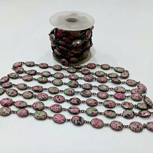 Cuarzo Fordite de forma libre, tipo briolette, 10 a 15 mm, conector de bisel, cadena de piedras preciosas, se vende por pie - Product Image 6