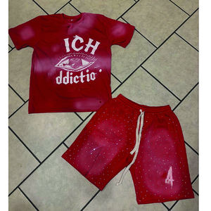 Vêtements courts personnalisés lourds pour hommes imprimés été 2 pièces ensembles Boxy 100% coton t-shirt et short ensembles pour hommes - Product Image 3