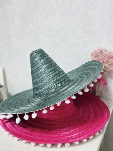 Factory Direct Manufacturer Hand Embroidery Natural Grass Striped Sombrero <b>Hat</b> Adjustable Strap Casual Party <b>Wedding</b> Cycling - Product Image 3