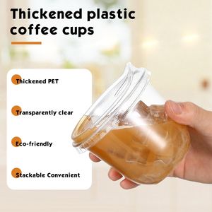 Vasos Desechables de Plástico Transparente con Tapas para Bebidas Frías, Café y Smoothies - para Cafeterías y Servicios de Comida para Llevar - Product Image 2