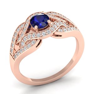 Anillos de Compromiso REYES, los Más Vendidos, de Oro Sólido de 14K con Moissanita, Diseño Clásico con Zafiro Azul, Nueva Llegada, Joyería Fina - Product Image 2