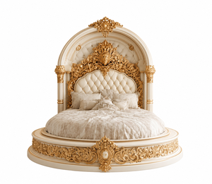 Grand Baroque Style Round Bed with Ornate <b>Wardrobes</b> Luxury Victorian Round Bed Set with Ornate <b>Wardrobe</b> for Villa & Hotel USA - Product Image 3