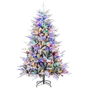 4.5/6/7 Feet Flocked Christmas <b>Tree</b> with 8 Lighting Modes and Multi-Color <b>LED</b> Lights - Product Image 4