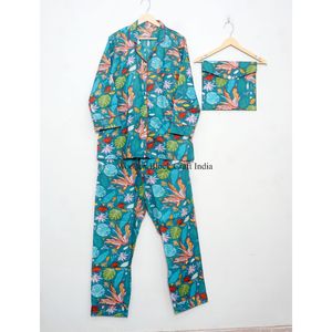 Ensemble de pyjama pour femmes à imprimé floral, vêtements de nuit en coton, pantalon de pyjama pour femmes, chemises à manches longues, pyjama assorti - Product Image 5