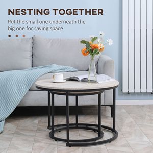 Set di 2 tavolini da caffè impilabili in ardesia con struttura in metallo per soggiorno - Costruzione resistente in MDF - Product Image 4