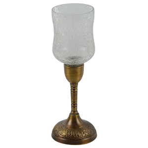 Waterproof Aluminum/<b>Glass</b> Candle Holder with Painted Design for Home Decoration Festive and Wedding Use - Product Image 1