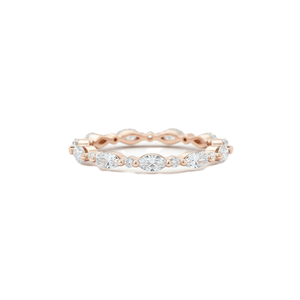 Anillo de Diamantes de Laboratorio Marquise y Redondos al por Mayor, Anillo de Diamantes de Eternidad Completa, Oro Sólido de 10K, 14K, 18K, Anillo de Boda Minimalista Apilable - Product Image 2