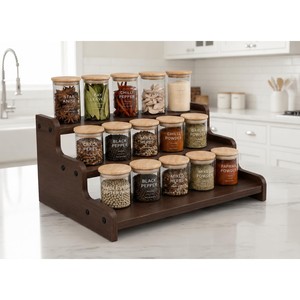 Estante para Especias de Madera Sheesham de 4 Niveles al por Mayor |   Organizador de Cocina Artesanal de Moradabad - Product Image 5
