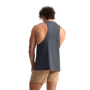 Camiseta sin mangas de algodón para hombre, cuello redondo, tejido transpirable, ligera, sin mangas, para verano, con logo personalizado, fabricación OEM. - Product Image 3