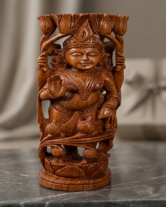 Goddess Laxmi Religious Wood Carving Art Home Decoration Engraving Sculpture <b>Model</b> - Product Image 1