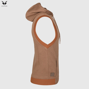 Buen Proveedor con Logotipo Propio, Chaleco con Capucha sin Mangas para Hombre, Tejido de Punto, Color Sólido, Informal, Corte Regular, para Otoño - Product Image 4