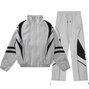 <b>Men</b>’s Color Block <b>Track</b> <b>Jacket</b> Pants Set Sporty Zipper Closure Breathable Polyester Training Outfit Autumn Outdoor Sportswear - Product Image 4