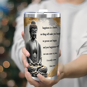 Double Wall Stainless Steel Tumbler 20oz Vacuum <b>Insulated</b> Custom Buddha Design Travel <b>Mug</b> - Product Image 2