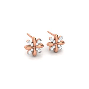 Boucles d'oreilles clous fleur en argent sterling 925, pavées de zircone cubique, pétales floraux, plaqué rhodium, bijoux tendance pour femme, à porter au quotidien, cadeau - Product Image 3