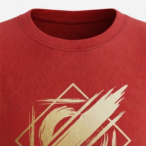 Ensemble 2 pièces rouge pour femme : T-shirt à manches courtes et short au-dessus du genou, imprimé géométrique décontracté, coupe ample, idéal printemps-été - Product Image 4