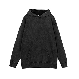 เสื้อฮู้ดดี้ผู้ชาย ผ้าฝ้ายแท้ 100% ทรงวินเทจ ลุคเรียบง่าย ซักแล้ว น้ำหนัก 340 กรัม บุขนด้านใน ทรงหลวม สวมใส่สบาย เหมาะสำหรับฤดูหนาว - Product Image 1