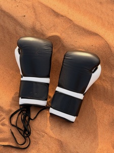 PROFESSIONAL Leather Boxing Gloves White <b>Black</b> Lace Up Adjustable Wrist Strap for Adults Boxing LACES GLOVES FOR <b>BOXERS</b> - Product Image 6