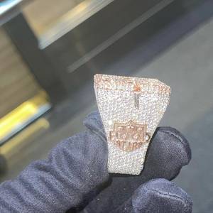 Rhodium Plated Custom Letter 925 Sterling Silver VVS Moissanite Diamond Iced Out Hip Hop <b>Statement</b> Every Day Wear <b>Ring</b> - Product Image 4