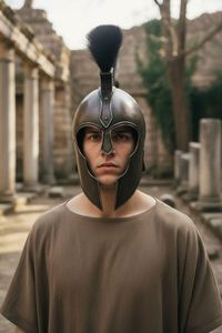 Casque de guerrier trojan en acier moulé en 3D, inspiré d'Ahile, artisanal, pour adulte, utilisable comme armure ou accessoire de tête, pour la décoration intérieure et la photographie - Product Image 4