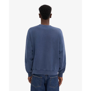 Sweat-shirt pour homme teint en masse, classique en molleton de coton, pull délavé à col rond, sweat-shirt décontracté de poids moyen - Product Image 4