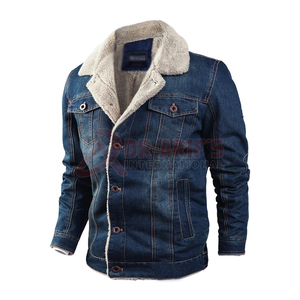 Chaqueta de mezclilla de lana de invierno para hombre, abrigo vaquero de estilo bombardero informal cálido, ropa de calle de Vaquero de algodón, ropa de mezclilla - Product Image 2