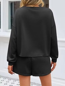 Robe pull oversize noire à pois pour femme, épaules tombantes, manches longues, tricotée asymétrique, style automne - Product Image 5