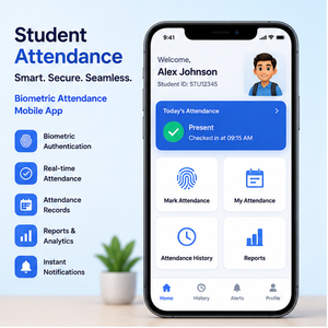 Application mobile de présence des étudiants avec authentification biométrique et suivi en temps réel pour usage éducatif - Product Image 1