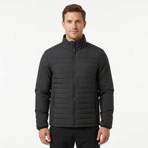 Men's <b>Slim</b> <b>Fit</b> <b>Jacket</b> Stand Collar Zipper Windproof Polyester Winter Casual Outerwear - Product Image 3