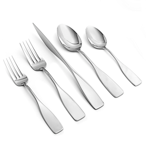 Ensemble de couverts élégants en acier inoxydable argenté, cuillère, fourchette, couteau, finition polie miroir, compatible lave-vaisselle, à prix avantageux. - Product Image 2