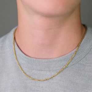 Collar de Cadena de Oro Amarillo Sólido, Eslabones Trenzados, Joyería de Lujo - Product Image 3