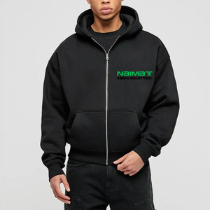 Custom Solid <b>White</b> Full <b>Zip</b> <b>Up</b> Hoodie Men Heavy Fleece Drop Shoulder Hooded Sweat Shirt Plain Active Track Coat - Product Image 2