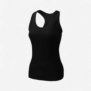Camiseta sin mangas azul lisa para mujer, cuello redondo, transpirable, de poliéster tejido, para uso casual - Product Image 5