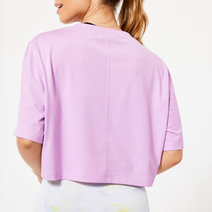 Top Corto Deportivo para Mujer, Cuello Redondo, 100% Algodón, Transpirable, Casual, para Todas las Temporadas, Ajuste Holgado, Manga Corta, Ideal para Running y Fitness - Product Image 3