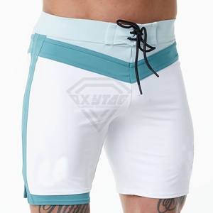 Pantalones Cortos de Ciclismo para Hombre, Diseño Color Block, Blanco y Verde Azulado, Ajustados, Transpirables, de Secado Rápido, de Poliéster - Product Image 2