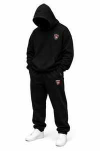 Custom Unisex <b>Black</b> Regular 100% Cotton Printed Eco-Friendly Tracksuit Hooded Solid Color Full Length Breathable Casual Winter - Product Image 3