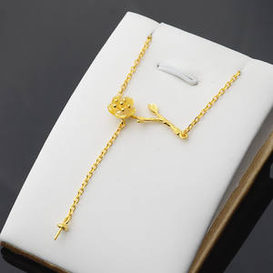 Collier pendentif en argent S925, style fleur, chaîne de clavicule avec support creux pour perle, accessoires de bijoux DIY - Product Image 2