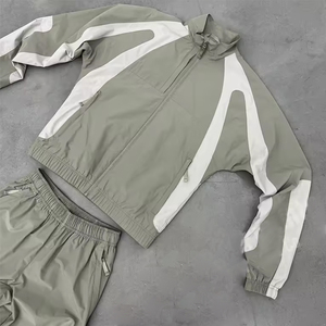 Men's Custom 2-Piece Windbreaker Shorts <b>Hooded</b> Jacket Tracksuit Reflective <b>Zip</b>-Up 100% Cotton Solid Heavyweight Breathable Side - Product Image 6