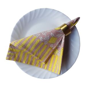 Meilleur prix pour serviette en coton imprimée à la main, 45x45 cm, motif rayures et feuilles, style pastoral, pour décoration de table, rectangulaire - Product Image 1