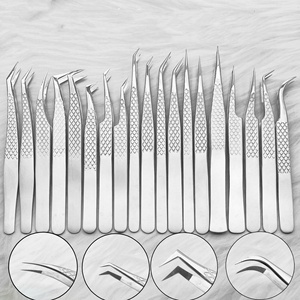Pince à épiler RMI Silver Shin pour extensions de cils, pointe lisse, acier inoxydable japonais, longueur 10 mm, durable, pour utilisation sur les sourcils - Product Image 1