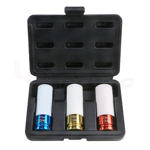 Jeu de douilles à choc hexagonales chromées 1/2 pouce CR-MO 3 pièces Adaptateur DIY OEM Fabriqué à Taïwan Réparation automobile Boîte de moulage par soufflage - Product Image 1