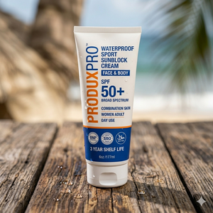ProduxPro <b>Waterproof</b> Sport Sunblock Cream Face Body Combination Skin Women Adult Day Use GMP ISO Certified HALAL 3 Year Shelf - Product Image 1