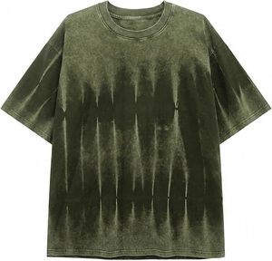 Camiseta de Manga Corta para Hombre, Estilo Tie-Dye, Cuello Redondo, Informal, de Algodón Tejido, Largo Regular, con Diseño Estampado - Product Image 1